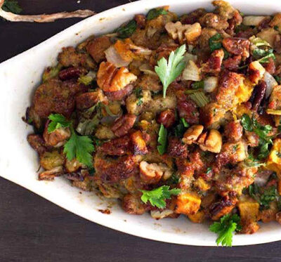 Cranberry-Glazed Turkey with Pumpkin and Pecan Stuffing