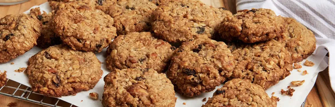 Pecan and Raisin Oatmeal Cookies on Sheet